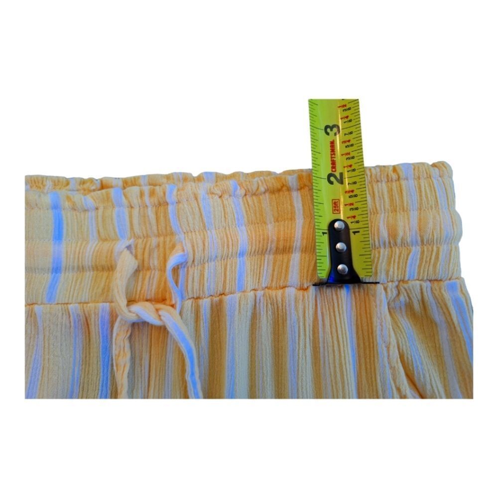 Soft Crinkly Beach Pants Butter Yellow Stretchy Pull On Drawstring Flowy size M - Picture 12 of 12